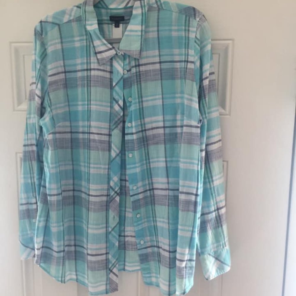 Talbots cotton plaid shirt